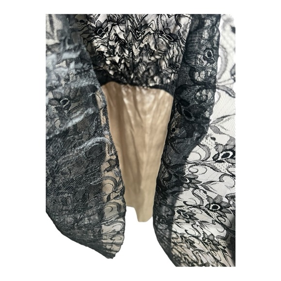 Vintage Drop Waist Pleated Lace Black & Cream Dress - Picture 4 of 16